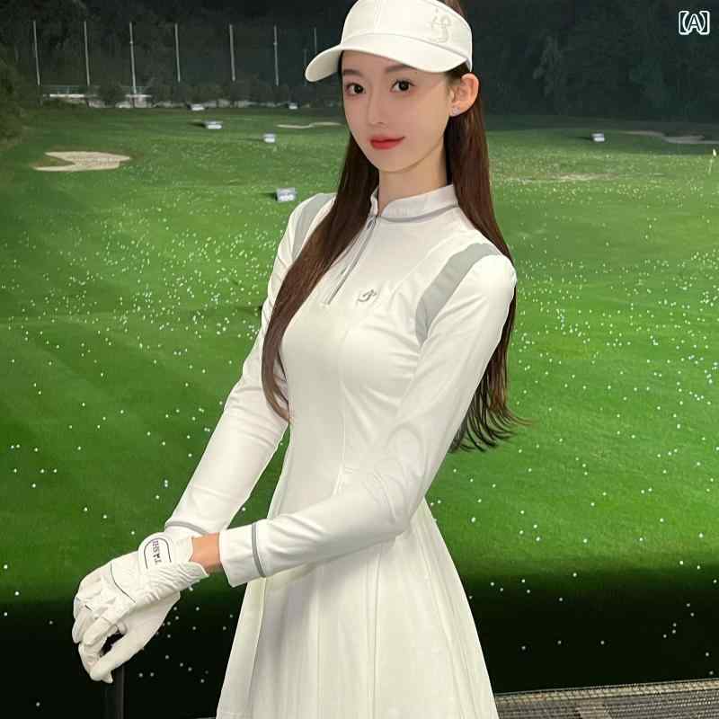 TASHI GOLF 春の 速乾 伸縮性 スリム ドレス 長袖 ゴルフウェア レディーストップス スポーツ