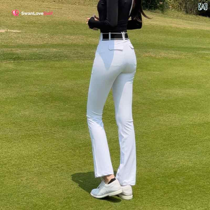 春夏の 女性用 ゴルフ パンツ 後ろ ウエストに ゴム バンドが 付いた 薄手 フレアパンツ 高 弾性 スポーツ 肉を カバー して 細く 見える｜バランスケア　店