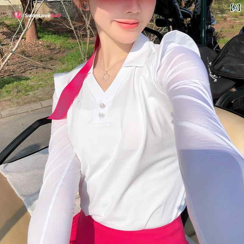 swanlovegolf ゴルフ御召しもの レディース 夏用 小さめ フライング 衣袂 長袖 ティーシャツ 分かりやすい 無地 スポーツシャツ