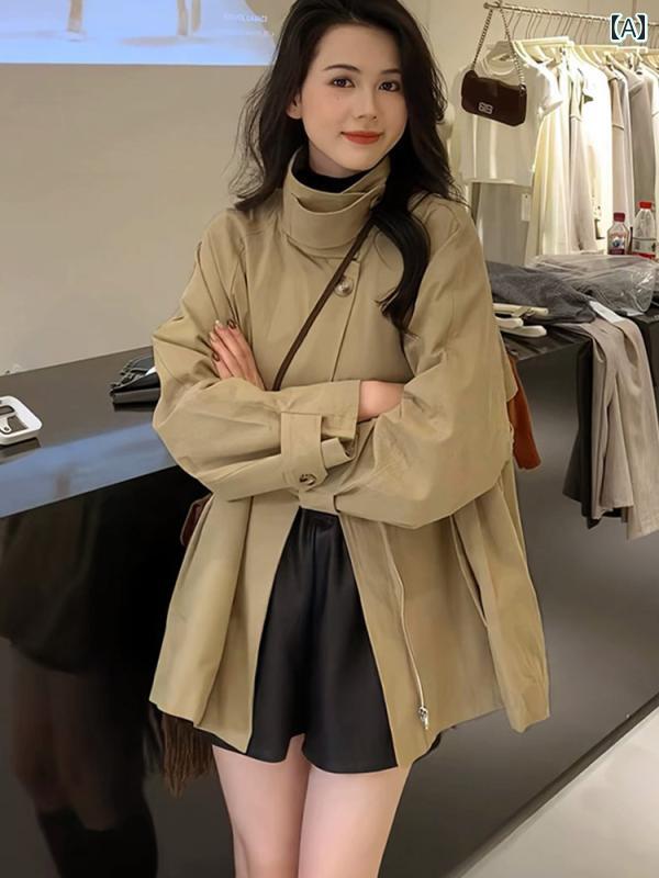 女性ウィンドブレーカー カジュアル おしゃれ 綺麗 かわいい ジャケット レディース 2024年 新 コート ファッション ゆったり カーキ ブラック