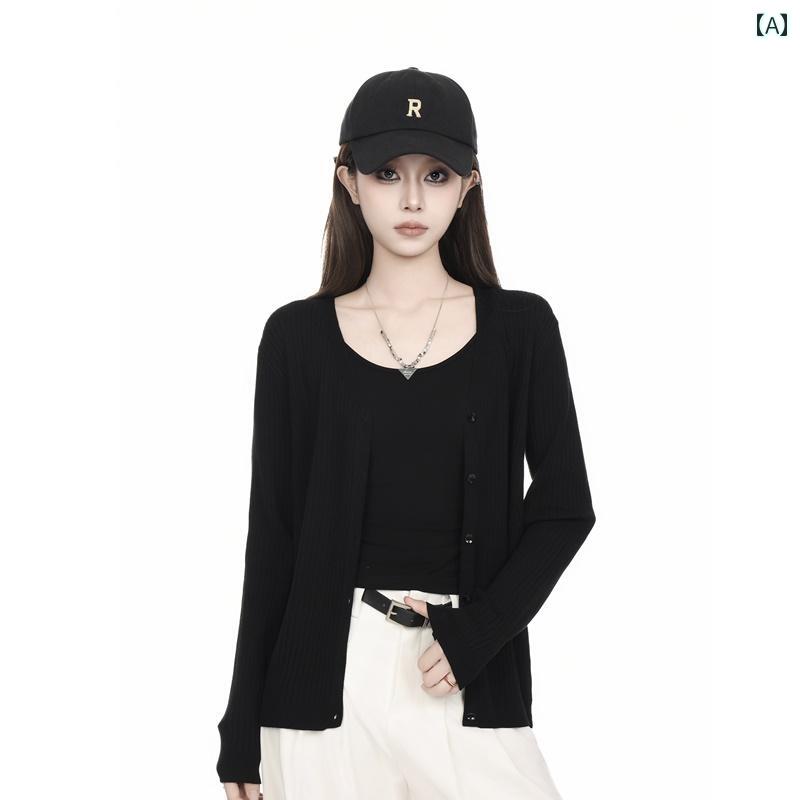 シルエット トップス ゆったり 抜け感 畦編み レイヤード 肩掛け グレー 白 シンプル きれいめ 上品 レディース 春 レディース ブラック ニット セーター ジャケット 2025 春 薄手 ゆったり スタイル シンプル ファッション 長袖 通勤 カーディガン トップス
