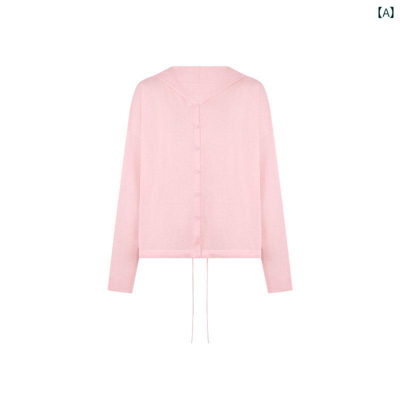 シルエット トップス ゆったり 抜け感 畦編み レイヤード 肩掛け グレー 白 シンプル きれいめ 上品 レディース 春 MEIYANG 雲 模様の ニットカーディガン かすんで 少し 透け 感の ある ゆったり ボタン ダウンの ドローストリング フード付き トップス 金曜日｜バランスケア　店