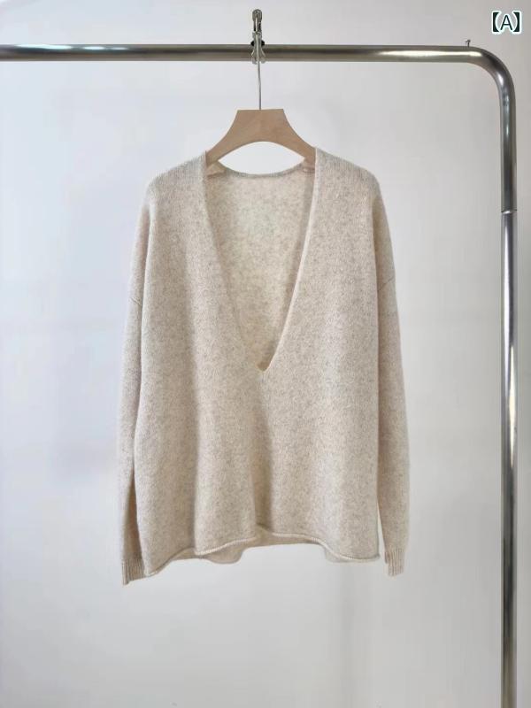 シルエット トップス ゆったり 抜け感 畦編み レイヤード 肩掛け グレー 白 シンプル きれいめ 上品 レディース 春 レトロ 古風お 金の 深い Vネックの カシミヤセーターの レディース ゆったり な 柔らかくて 粘り気の ある の ニット セーターの シルエットの セーター｜バランスケア　店