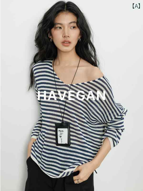 シルエット トップス ゆったり 抜け感 畦編み レイヤード 肩掛け グレー 白 シンプル きれいめ 上品 レディース 春 HAVEGAN / コーマ 綿 セーター レディース ゆったり 日焼け防止 シャツ 夏 2025 長袖 ボトム｜バランスケア　店