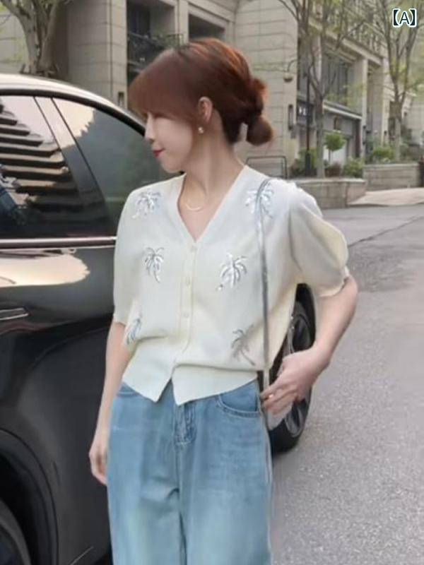 シルエット トップス ゆったり 抜け感 畦編み レイヤード 肩掛け グレー 白 シンプル きれいめ 上品 レディース 春 薄手の Vネックニットカーディガン 2025夏の で スタイリッシュな ティー ライクな シック トップス。