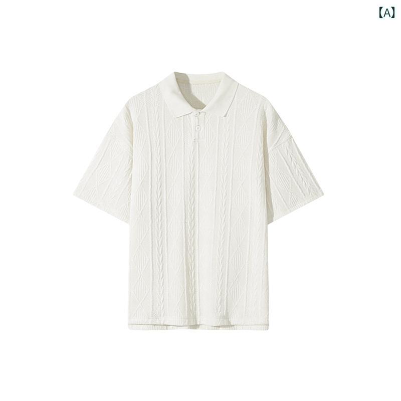 シンプル カジュアル リラックス デイリーコーデ 通勤 通学 OL 学生 レディース ママ 春夏の 乳 白色の ゆったり 半袖 ポロシャツ Tシャツ 女性 2025 冷感 ニット トップス 通勤 スタイル