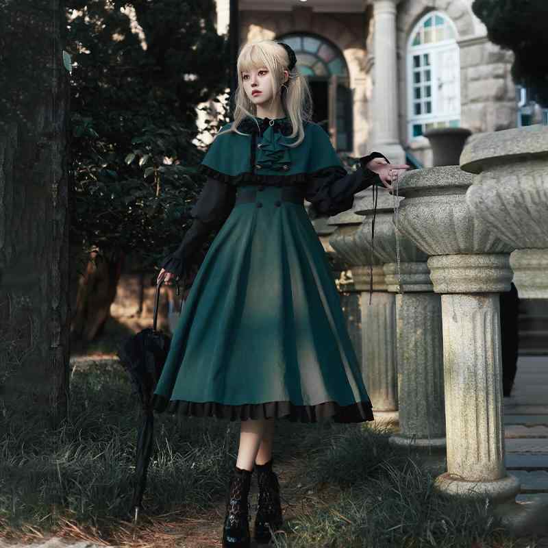 レディース アウターウェア 衣装 ゆったり おしゃれ カジュアル コスチューム マント ローブ フード付き グリーン