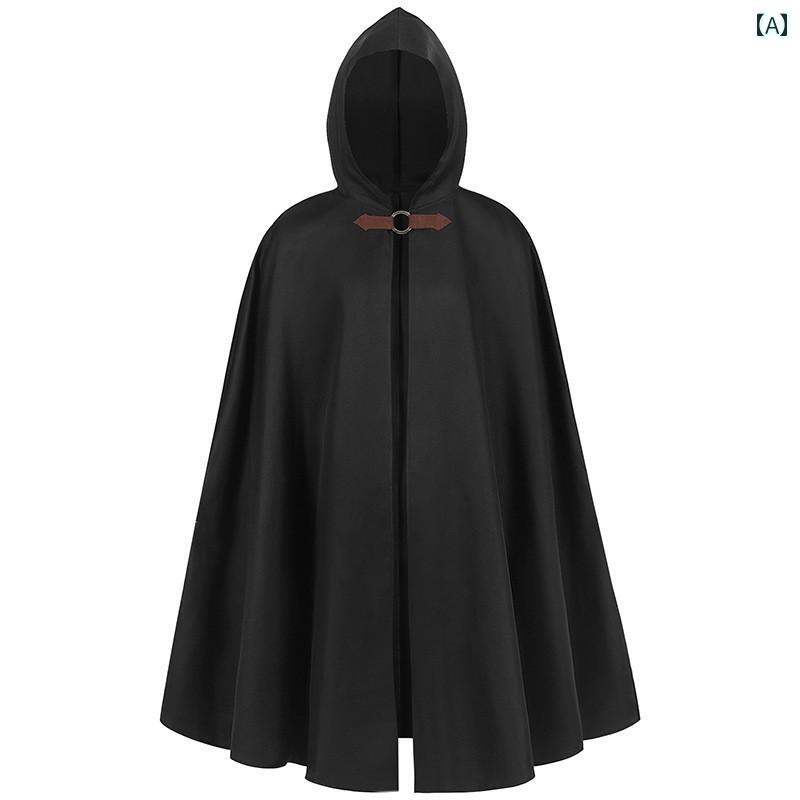 レディース アウターウェア 衣装 ゆったり おしゃれ カジュアル コスチューム マント ローブ フード付き ハロウィン ブラック ブラウン ブルー