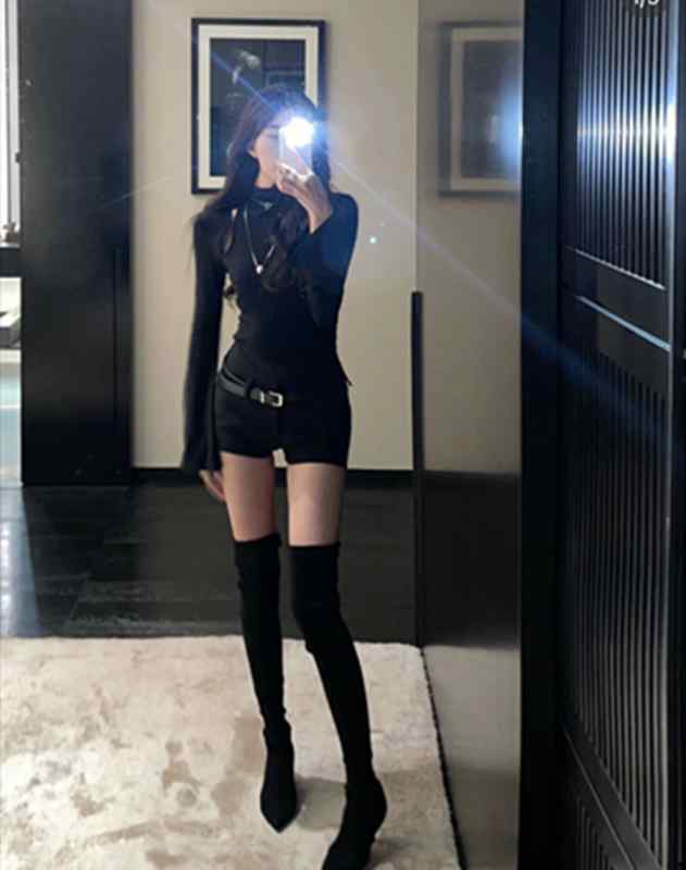 ルームブーツ ロングタイプ ハイヒール ブーツ スエード 男性 スリム ブーツ 厚手 ハイブーツ 膝上 マイクロファイバーレザー ポインテッドトゥ スリムブーツ