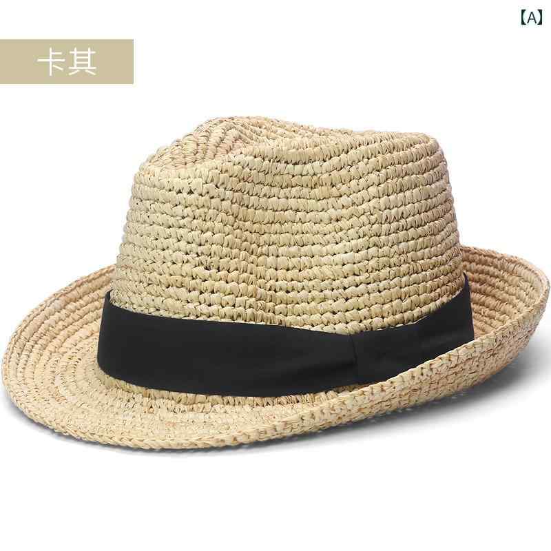 ラフィアハット 麦わら帽子 つば広 カジュアル 通気性 旅行 海辺 ショッピング かわいい 日焼け対策 夏 旅行 レジャー 調整可能