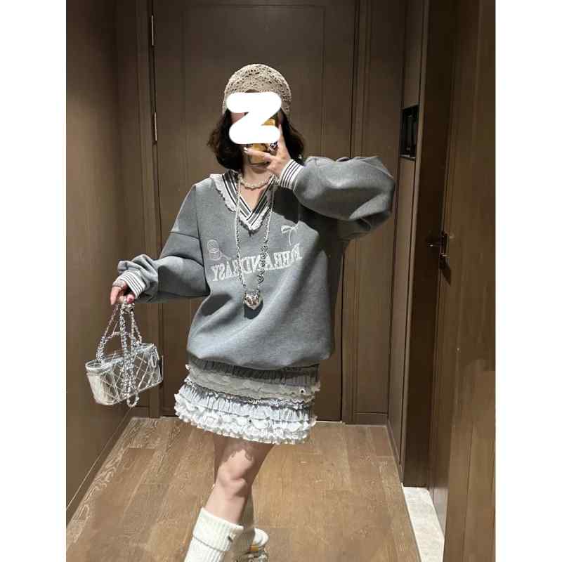 コントラスト バインディング ノッチネックライン ノットフロント ラウンジセット 上下 レース スプライシング V ファッション 女性 春 大きいサイズ ツーピース