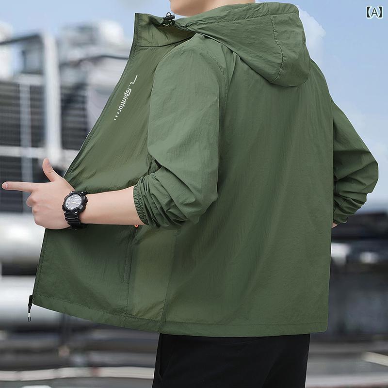 ジャケット パーカー UVカット 夏 薄手 ジャケット メンズ 日焼け防止 服 2025 新型 軽量 通気性 単層 釣り アウトドア ウィンドブレーカー