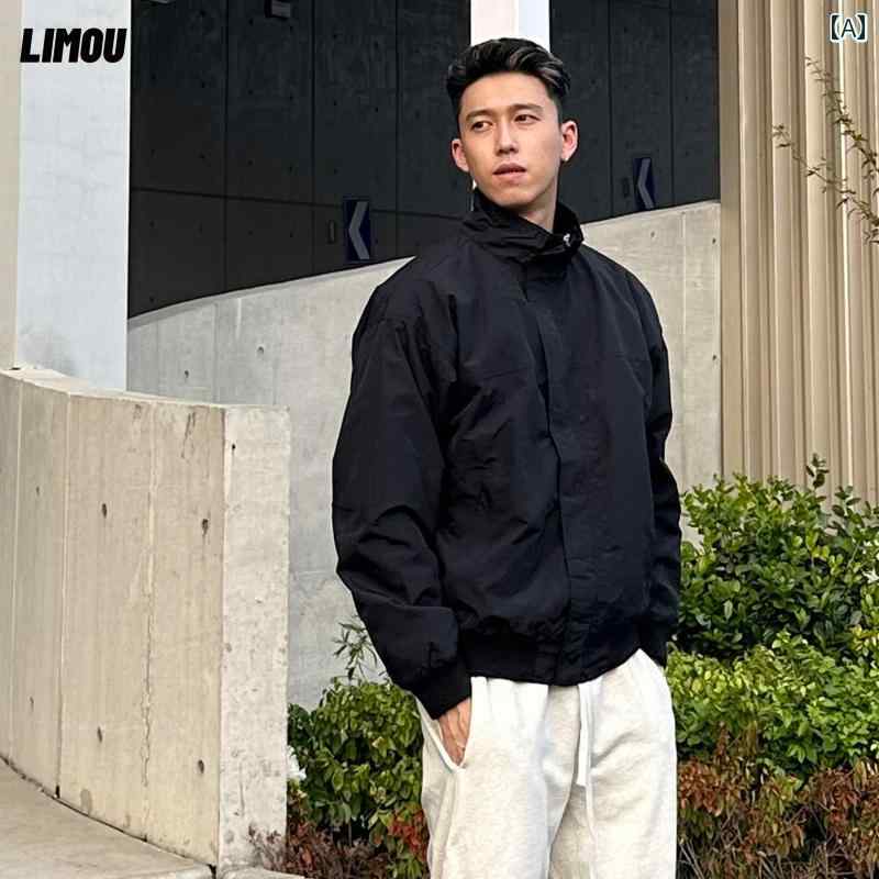 上衣 山岳パーカー メンズ アウトドア 生あたたかい 防寒 上衣 LIMOU 秋 雨合羽 黒いこと カーキ 専務取締役 ハリントン コーチ職 上衣 速乾 照明ランプ色つや 厚地の外套 メンズ