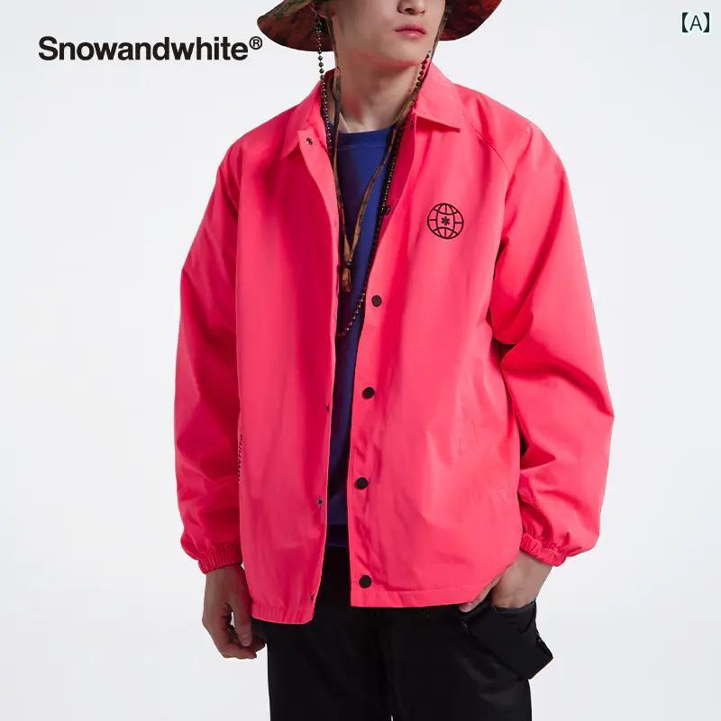 ジャケット マウンテンパーカー メンズ アウトドア 暖かい 防寒 ジャケット Snowandwhite ユニセックス 防水 コーチ ジャケット スキー ジャケット AK 蛍光 ピンク＆ 蛍光 グリーン｜バランスケア　店