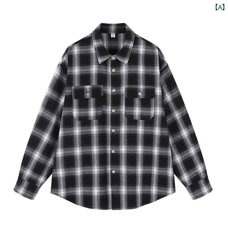 チェック シャツ ブラウス ドロップショルダー 羽織り メンズ レディース ジャケット 長袖 アメリカン レトロ おしゃれ カジュアル シンプル アウター ファッション 万能 便利