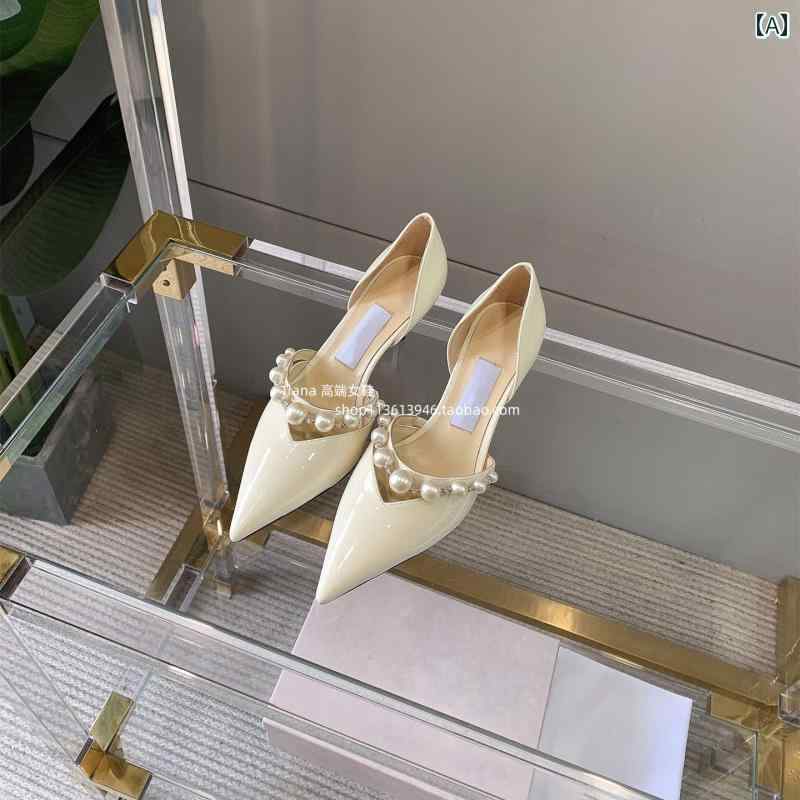 パールかざり付ける ハイヒール ポインテッドトウシューズ 成人女性 レディース 華燭の典シューズ 伝達ルート石ころ スピード競技 ワンステップ スティレット 白いこと ベージュ 黒いこと