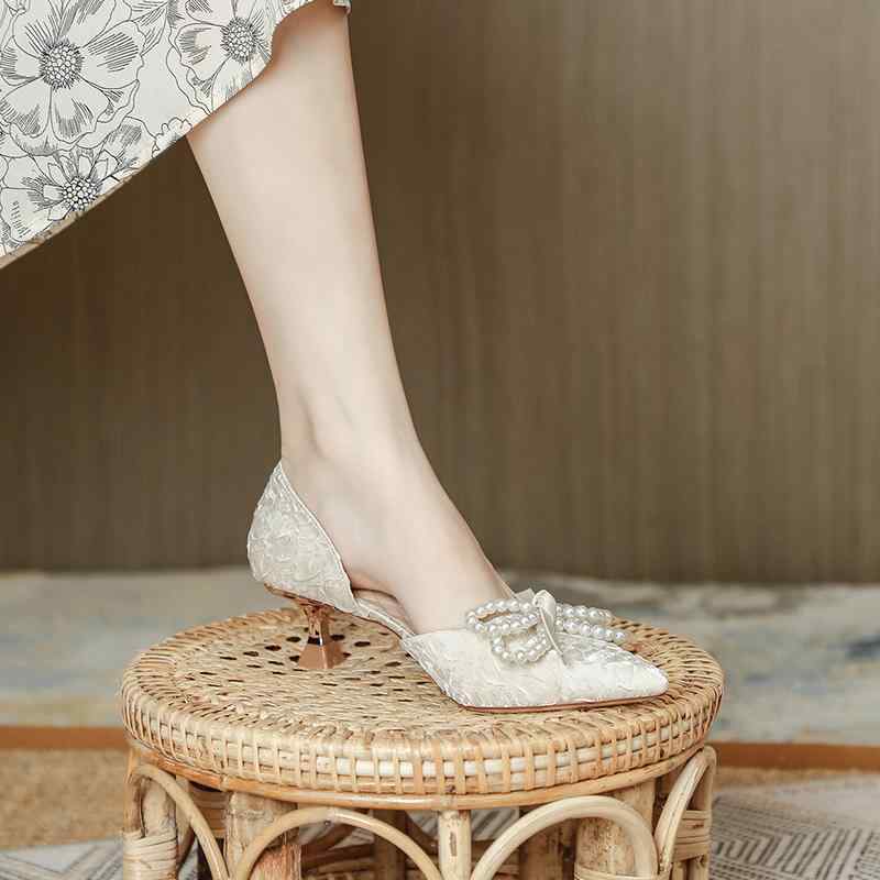 パールかざり付ける ハイヒール ポインテッドトウシューズ 御上さん レディース 華燭の典シューズ 生産ライン石ころ スピード競技 ワンステップ スティレット 青味