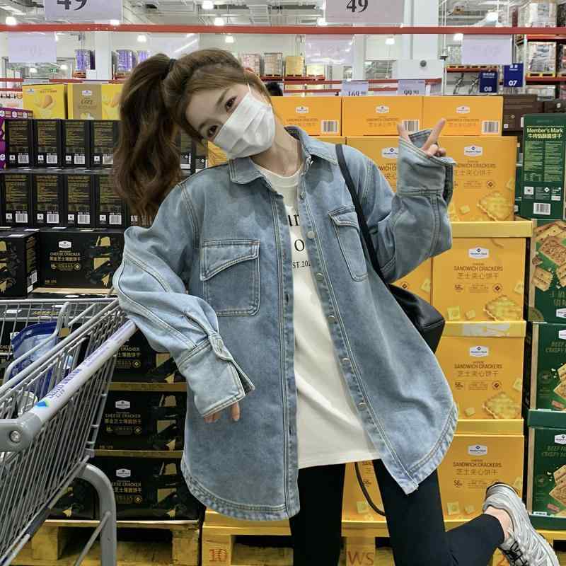 デニムジャケット シャツ ワイドシルエット ワークウェア カジュアル トップス 春秋冬 長袖 韓国 ファッション