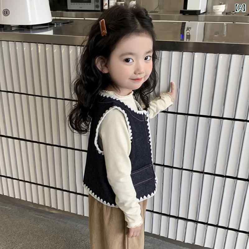 デニムベストキッズ 2024年 新 ちびっ子用 心地よい 流行り物 表どおり 今めかしい ゆったり 冷やりとした 愛くるしい 生あたたかい ベスト お嬢さん 青碧