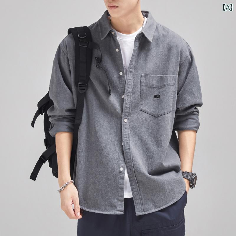 シャツジャケット メンズ 長袖 作業服 仕事着 ワークウェア 春秋 快適 コットン お出かけ アウター シンプル 高級感 レトロ カジュアル おしゃれ ファッション｜バランスケア　店
