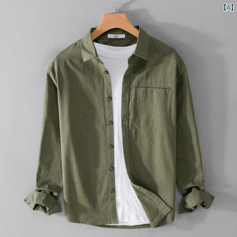 シャツジャケット メンズ 長袖 作業服 仕事着 ワークウェア 春秋冬 快適 コットン お出かけ アウター シンプル 高級感 カジュアル おしゃれ ファッション
