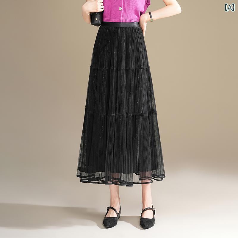 箔プリーツスカート マキシスカート ロングスカート ドレープスカート ハイウエスト レディース Aライン ファッション おしゃれ