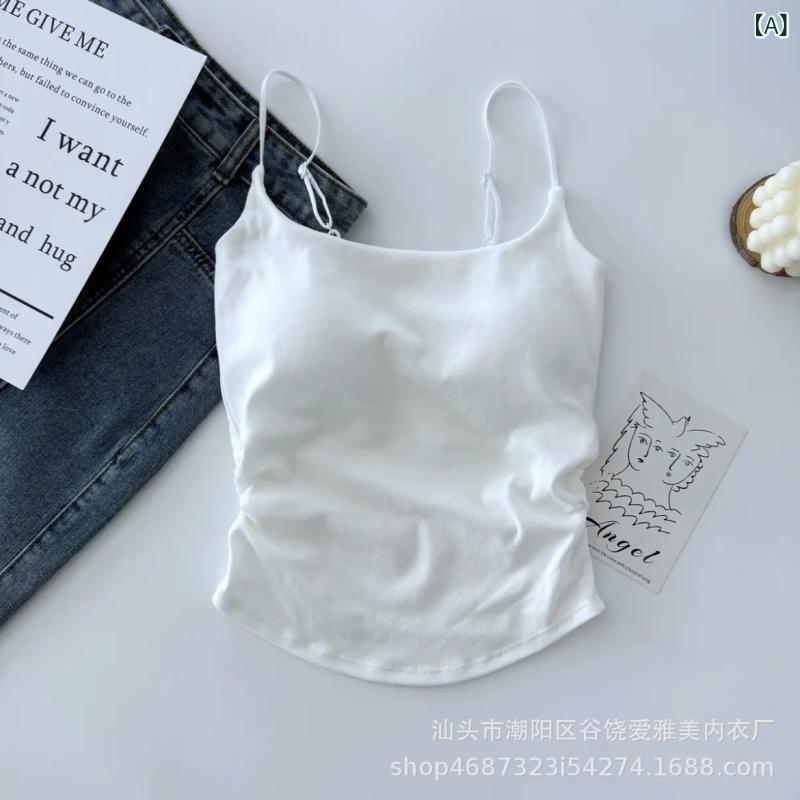 レディース タンクトップ ブラトップ カップ付き レディース タンクトップ ブラトップ カップ付き Pure Desire 甘辛 キャミソール レディース インナーと アウター 美しい サスペンダー 胸 パッド プリーツ 着 痩せ トップスx50