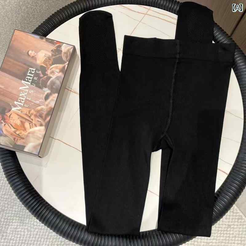タイツ レディース おしゃれ ファッション レギンス ソックス アウター 春秋 スリムフィット 薄手 ラムウール コットン ブラック グレー