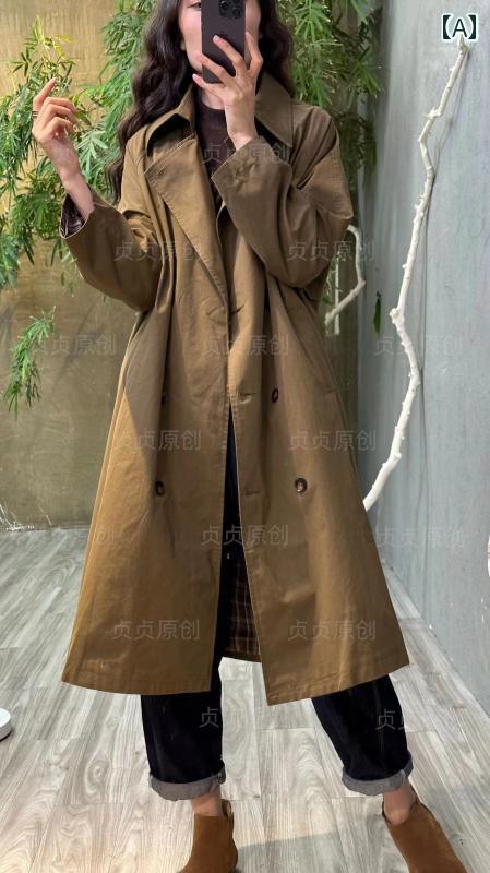 エレガント 洗練 ベルト付き 光沢ある かっこいい 30代 40代 50代 ギフト プレゼント レディース トレンチコート ミドル 丈 2025 秋 韓国 ゆったり 万能 ハイエンド コート 23132｜バランスケア　店