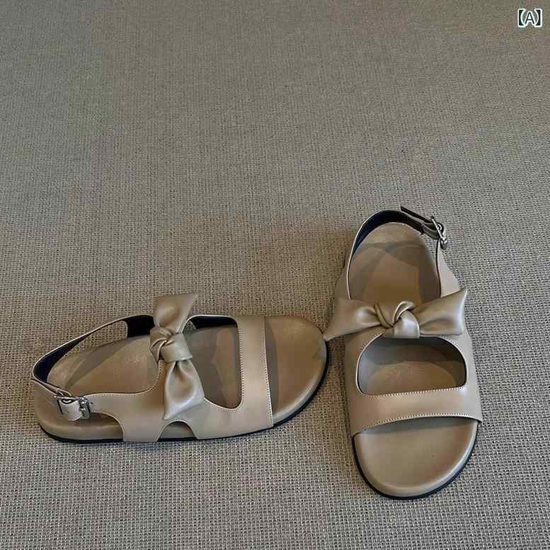 レディース ストラップサンダル ありな レースアップ 年齢 軽減 リボン 厚底 バックル 夏の シンプル サンダル 女性用