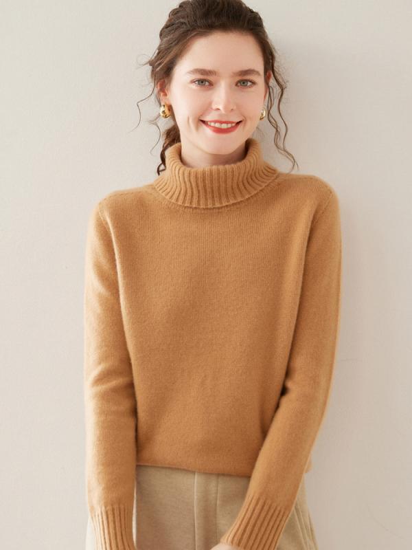 レディース 秋冬 セーター カシミア ウール ハイネック 厚手 無地 プルオーバー ニット ゆったり スリム 暖か 柔らかい インナー トップス