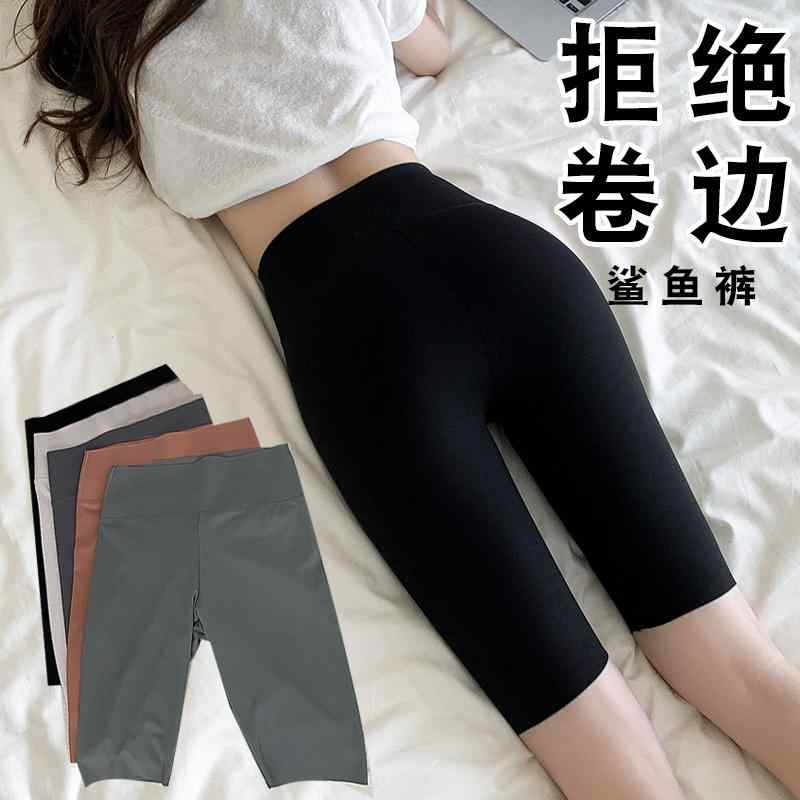 夏場の 屋外 着用も 可能 薄手 冷感 シャーク ヨガ ショーツ レディース　レギンス　シャーク 夏の 薄手 女性用 5点 式 シャーク パンツは アウターウェアと して 着用 でき サイクリング ショーツ 黒の ハイウエスト 腹 上げ ヨガ パンツと しても できます。