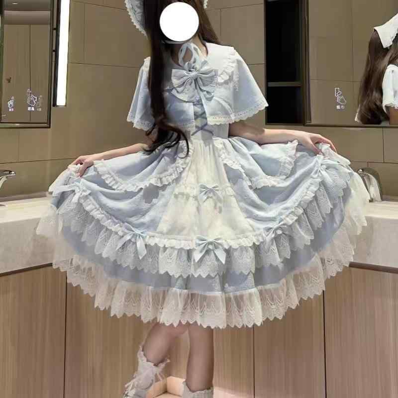 可愛らしい 姫様 化けの皮 仮面舞踏会 ロリータ服 ふんわり 衣装 ロリータ 御召しもの コスプレ 元始的 ロリータ 御姫様 表現スタイル JSK 御召しもの お人形さん 表わす うしろ帯 窈窕たる ケープ クリスマス