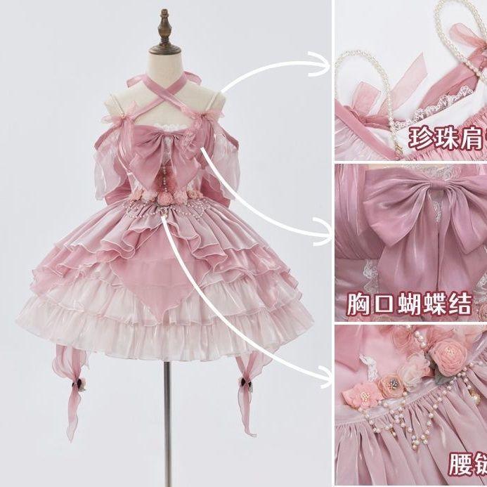 ワンピース 病みかわいい プリンセスドレス ロリータ服 リボン コスチューム コスプレ衣装 ロリータ　ドレス　コスプレ Little Flower Fairy Marry ロリータドレスは ゴージャスで エレガントな JSK ドレス Fairyの コスプレ 衣装 An