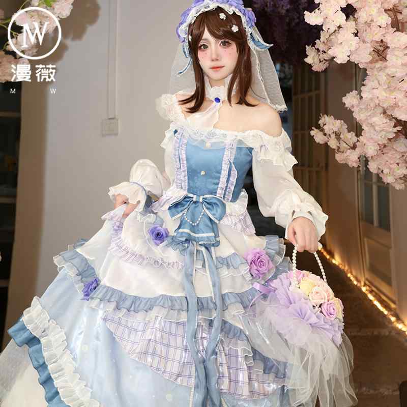 ワンピース 病みかわいい プリンセスドレス ロリータ服 リボン コスチューム コスプレ衣装 ロリータ　ドレス　コスプレ Manwei HOME第 五 個性 コスプレ 衣装 庭 師の 館 バレンタイン デー 告白 診断 女性用 ドレス 花嫁