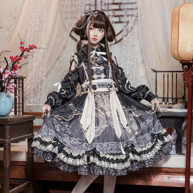 衣装 病み可愛らしい 御姫様御召しもの ロリータ服 シュロの葉 御召しもの コスプレ御召しもの ロリータ 御召しもの コスプレ ロリータ 月 龍 詩 韻 瀬戸もの風 jsk 御召しもの ティアードスカート 2024 中国 うしろ帯