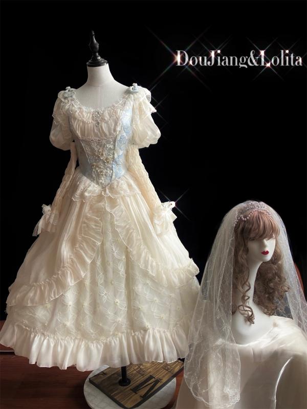 愛くるしげ 姫様 化けの皮 仮面舞踏会 ロリータ服 ふんわり 衣装 ロリータ お召しもの コスプレ 斗 江 ロリータ ジャケット冠 戴冠 式 成年者 御芽出度お召しもの 刺しゅう スピード競技 晴れ晴れしい ロング ガーゼ お召しもの