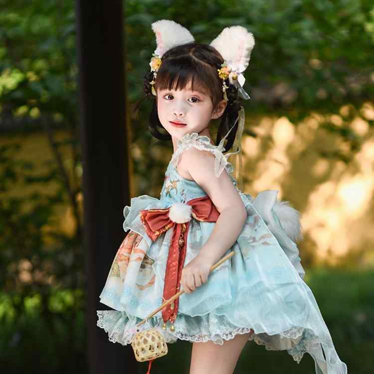 ロリータ 御召しもの コスプレ 嫦 娥 玉 うさぎ 漢服 うしろ帯 櫂 時季 ズボン吊り 姫御前 御召しもの 2025秋 お子さん用 ロリータ御召しもの