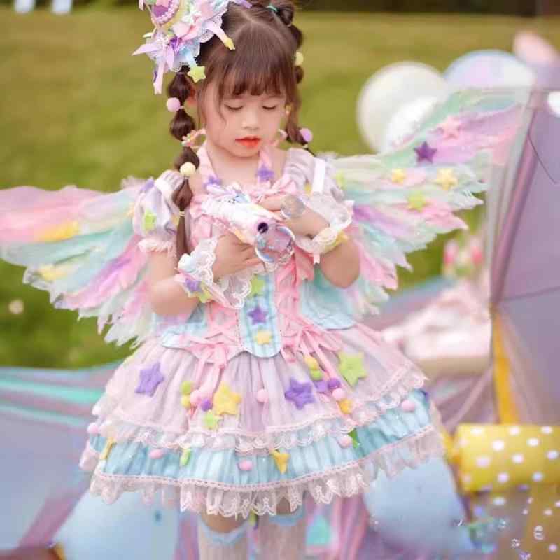ロリータ 御召しもの コスプレ ちびっ子用 ロリータ お嬢さん 姫御前 御召しもの コス 朱夏 ドパミン スコート 白砂糖 神通力 パフィー