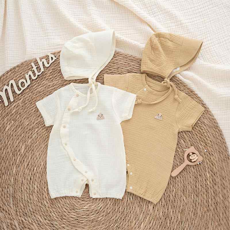 動きやすい 柔らかい かわいい 新生児 キッズ 赤ちゃん ベビー服　半袖　セット ベビー ガーゼ サマー ジャンプスーツ 新生児 夏 エアコン ルームウェア 半袖 ショート パンツ クライミング ウェア ロンパース