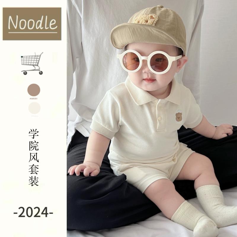 動きやすい 柔らかい かわいい 新生児 キッズ 赤ちゃん ベビー服　半袖　セット 男の子 夏用 薄手 スーツ ベビー 半袖 ポロシャツ 通気性の ある トップス ショート パンツ ツーピース 服