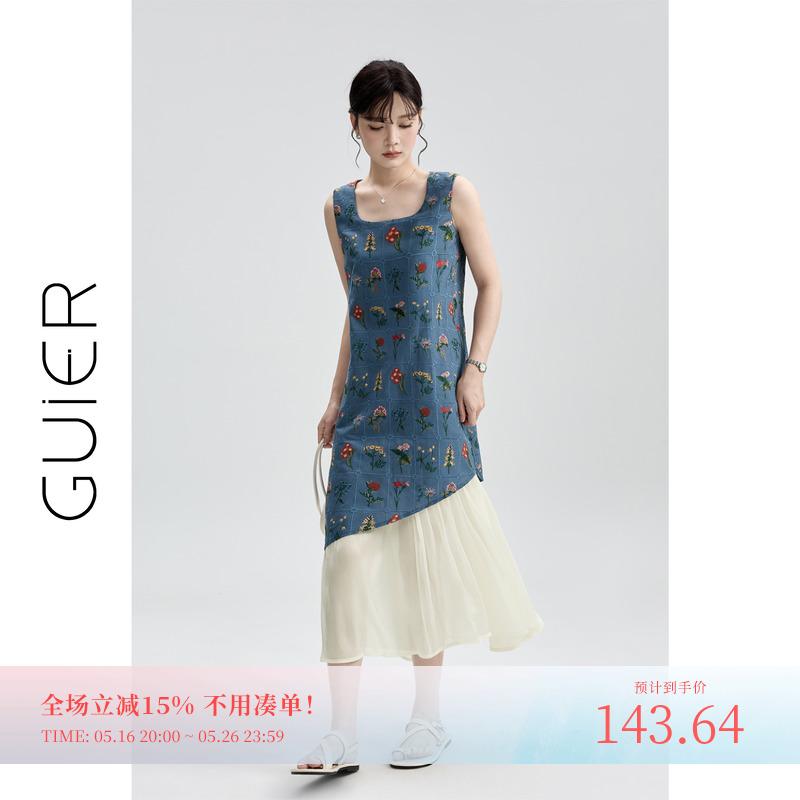 スコート 水玉 レディース GUIER 御花 刺しゅう 衣装 レディース 2025 夏 真四角素っ首 編み目 レトロフレンチ ノースリーブ スコート