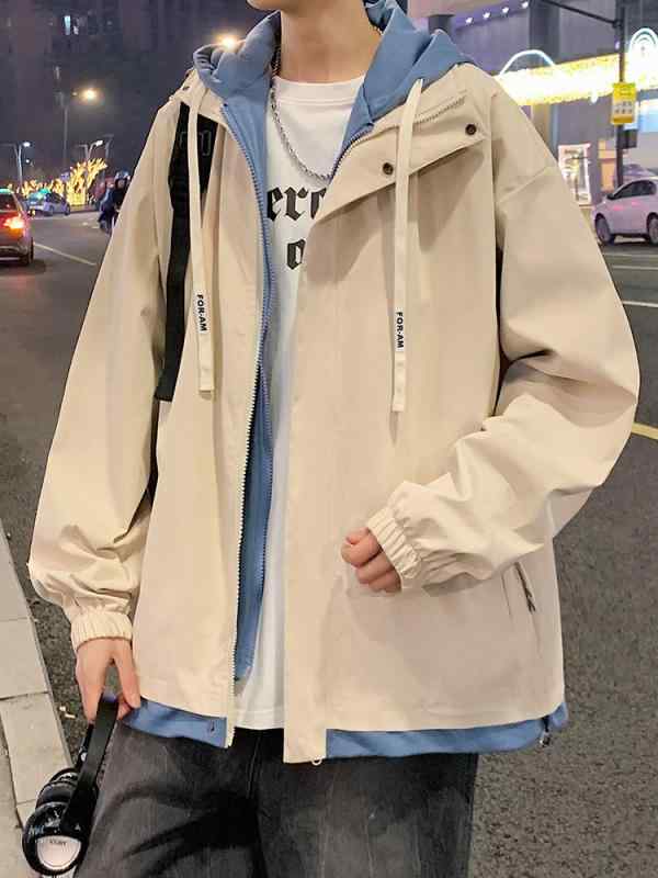 成人男性用 メンズ アウター 上衣 前掛け 上衣 厚地の外套 年月冬 兼用  フェイクレイヤード 重ね着風 心地よい 朦々たる 細工物お召しもの