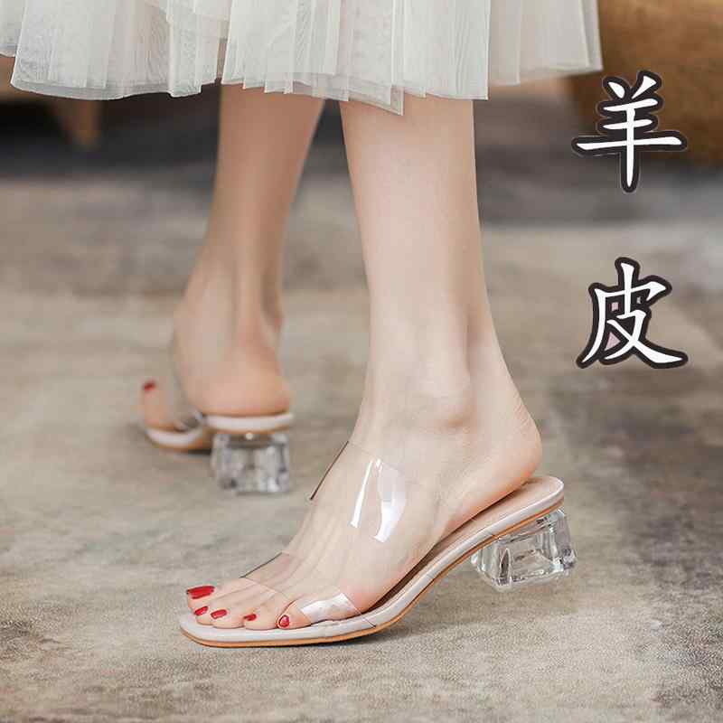 痛くない 歩きやすい 履き易い おしゃれ 大人 ローヒール パンプス シューズ レディース 透明 サンダル レディース 夏の ファッション アウター スリッパ ハイヒール クリスタル ヒール 女性