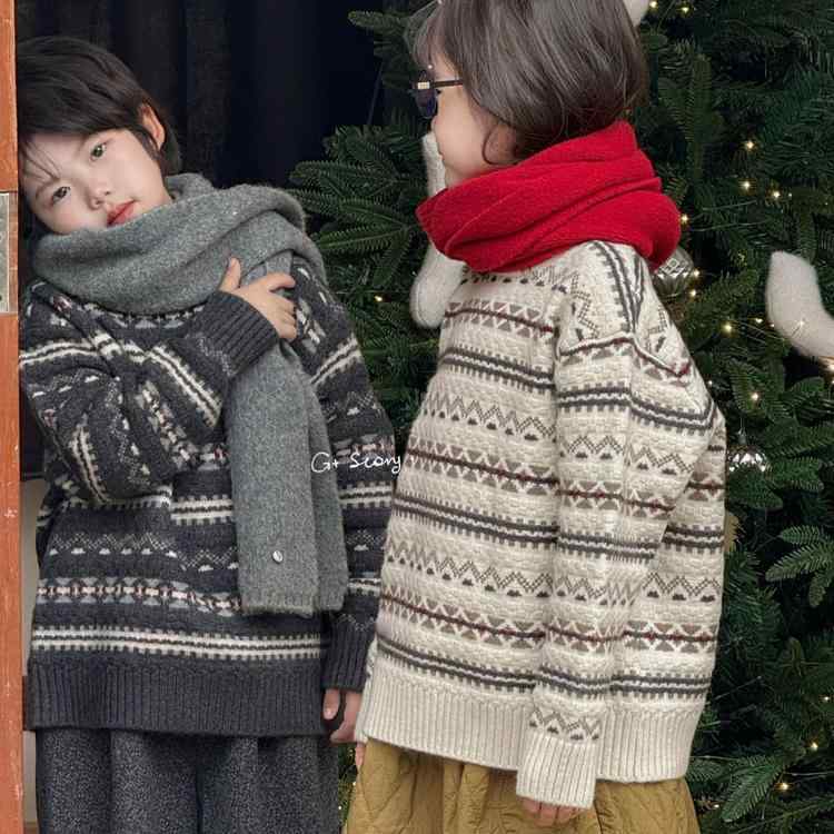 トップス 防寒 可愛らしい 生あたたかい 分かりやすい 赤ちゃん服 スウェーター 編み物 G + 赤ちゃん服 2024冬 赤ちゃん用 レトロ ジャカード ホンブルグ帽 蝋涙 スウェーター 御坊っちゃん うしろ帯 生あたたかい 編み物 6901