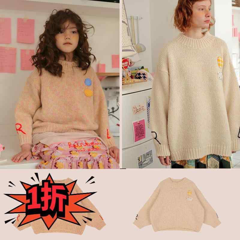トップス 防寒 かわいい 暖かい シンプル 子供服 セーター ニット 10 % オフ TAMBERE 秋冬 子供用 ソフト ニット ラウンドネック プルオーバー セーター かわいい 装飾 親子