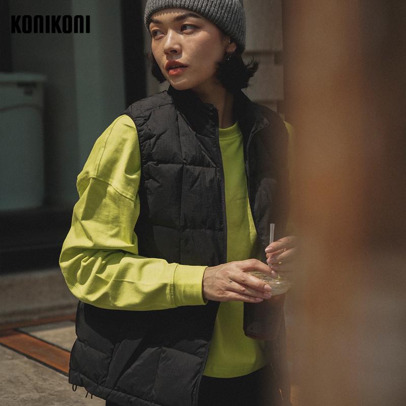 トップス ゆったり 羽織り 保温 シンプル ダウン　ベスト　レディース Konikoni アウトドア 90 ダウン レディース ベスト 撥水 スポーツ インナー 暖かい レイヤー 付き