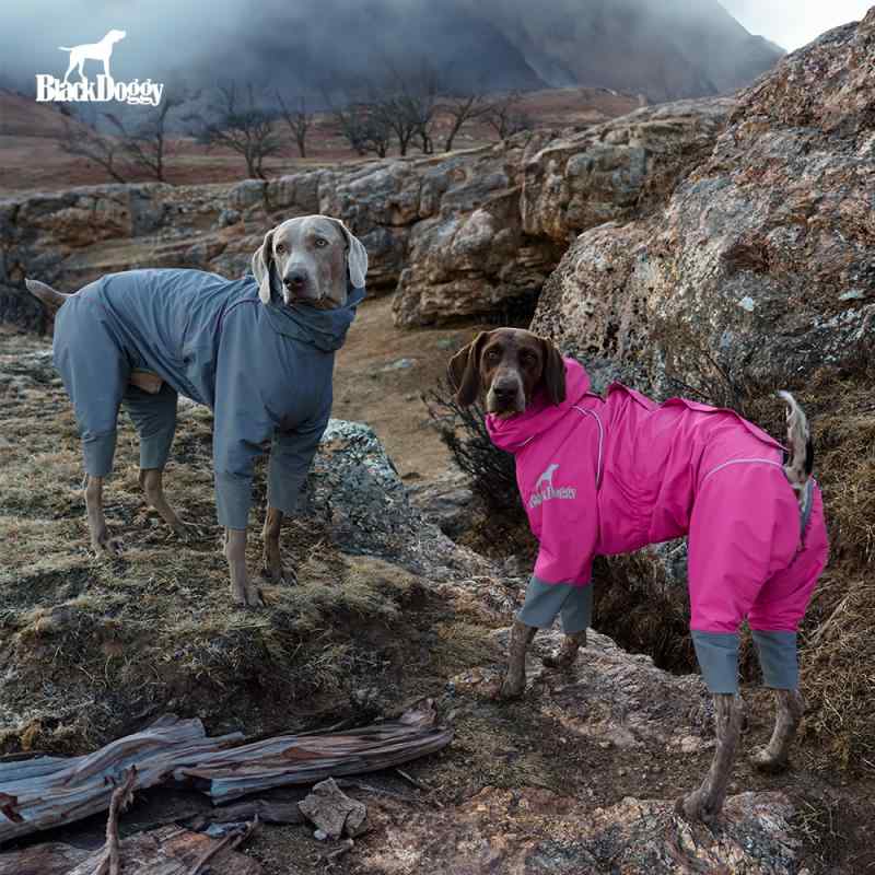 雨具フード付き 着せやすい 濡れにくい 梅雨対策 おしゃれ 犬用　レインコート　 Blackdoggy 25 四 足 レインコート アウトドア ジャケット 防水 防風 犬用 オール シーズン 対応｜バランスケア　店 10,579円