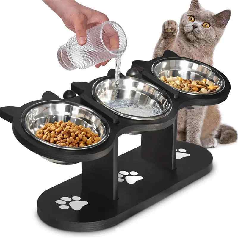 犬猫用　餌入れ　ボウル ペット 猫 ボウル 木製 フレーム 調節可能 ネック 犬用 ダイニング テーブル 転倒 防止 飲水 給 餌 フード
