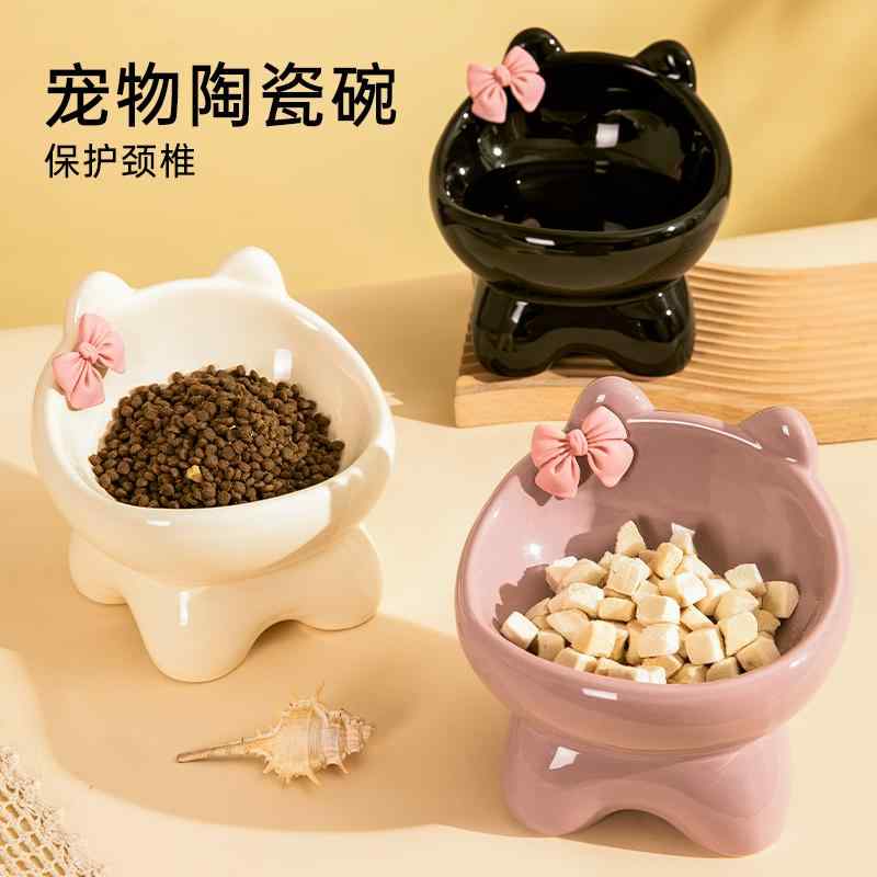 吐き戻し防止 負担軽減 食べやすい 水分補給 猫用　ボウル　フード 猫用 ボウル セラミック フード 飲用 水 頸 椎を 保護 し 転倒 しにくい 黒 あご 防止 ペット